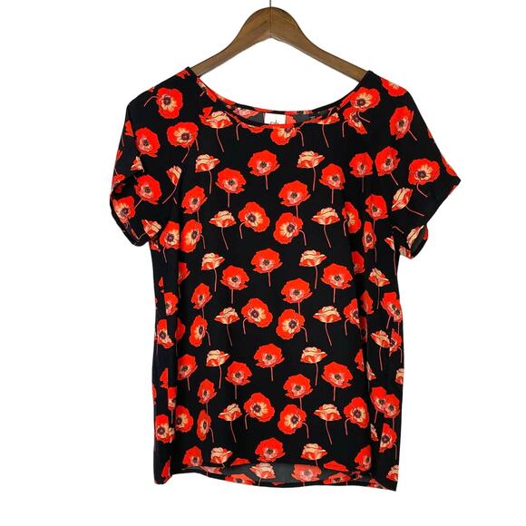 Cabi #3251 | Flanders Orange Poppy Floral Split Back Blouse - Picture 3 of 10